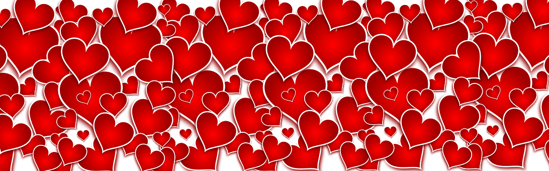 Red Hearts Pattern Banner PNG
