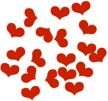 Red Hearts Pattern Black Background PNG