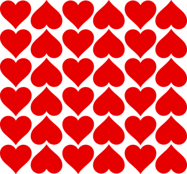 Red Hearts Patternon Black Background PNG