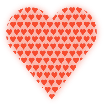 Red Hearts Patternon Black Background PNG