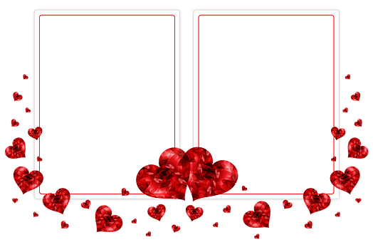 Red Hearts Postcard Template PNG