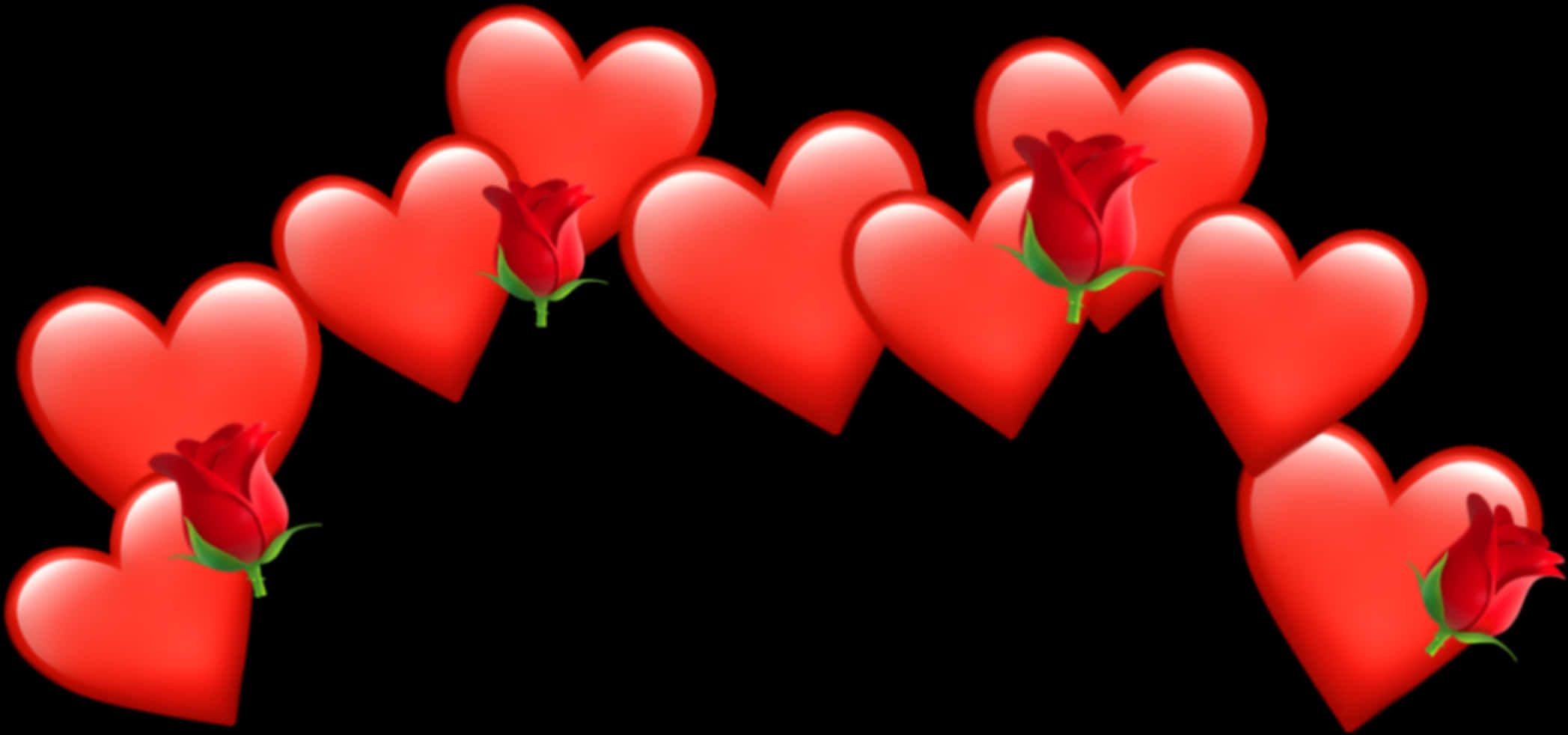 Red Heartsand Roses Embellishment PNG