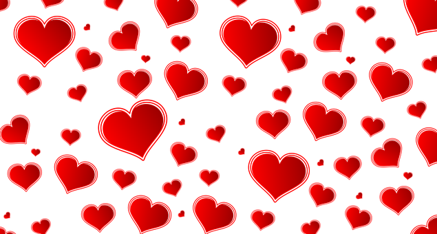 Red Heartson Black Background Pattern PNG