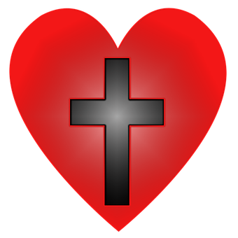 Red Heartwith Black Cross PNG
