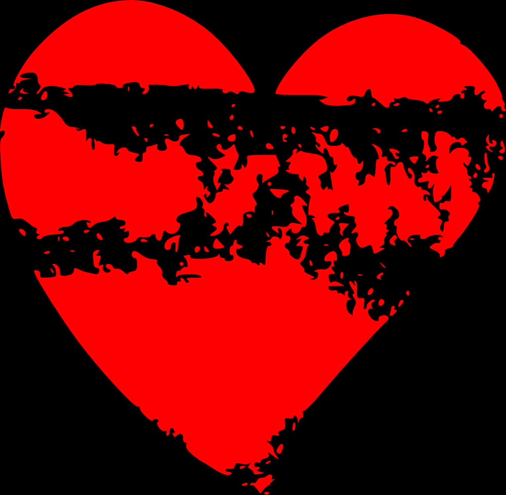 Red Heartwith Black Splatter PNG