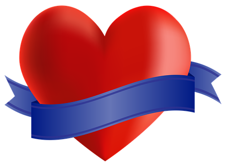 Red Heartwith Blue Banner PNG