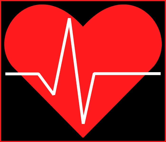 Red Heartwith Electrocardiogram Line PNG