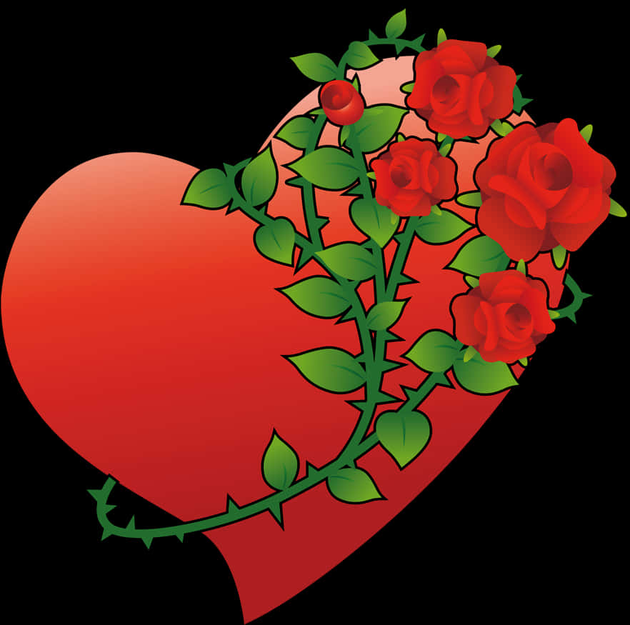 Red Heartwith Roses Emoji PNG