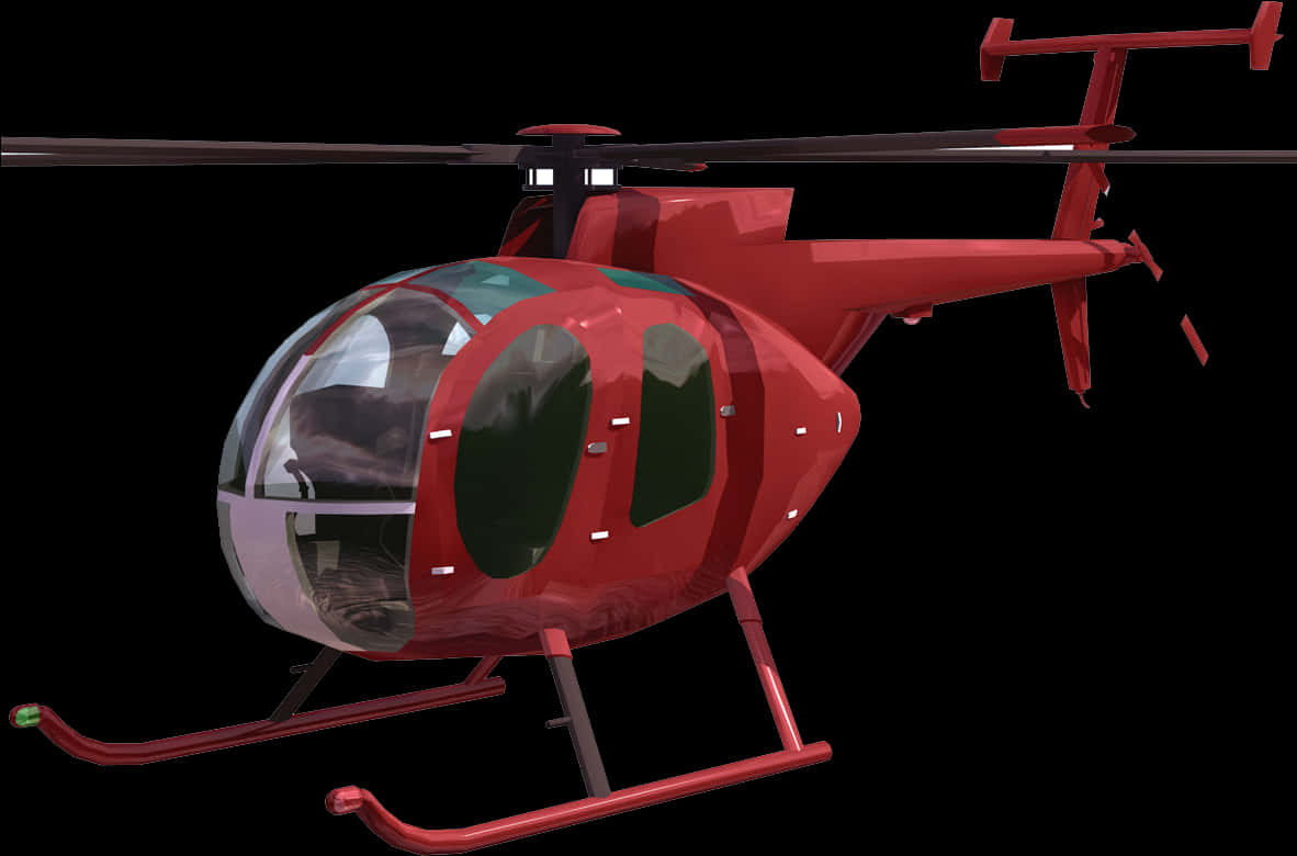 Red Helicopter Isolatedon Black Background PNG