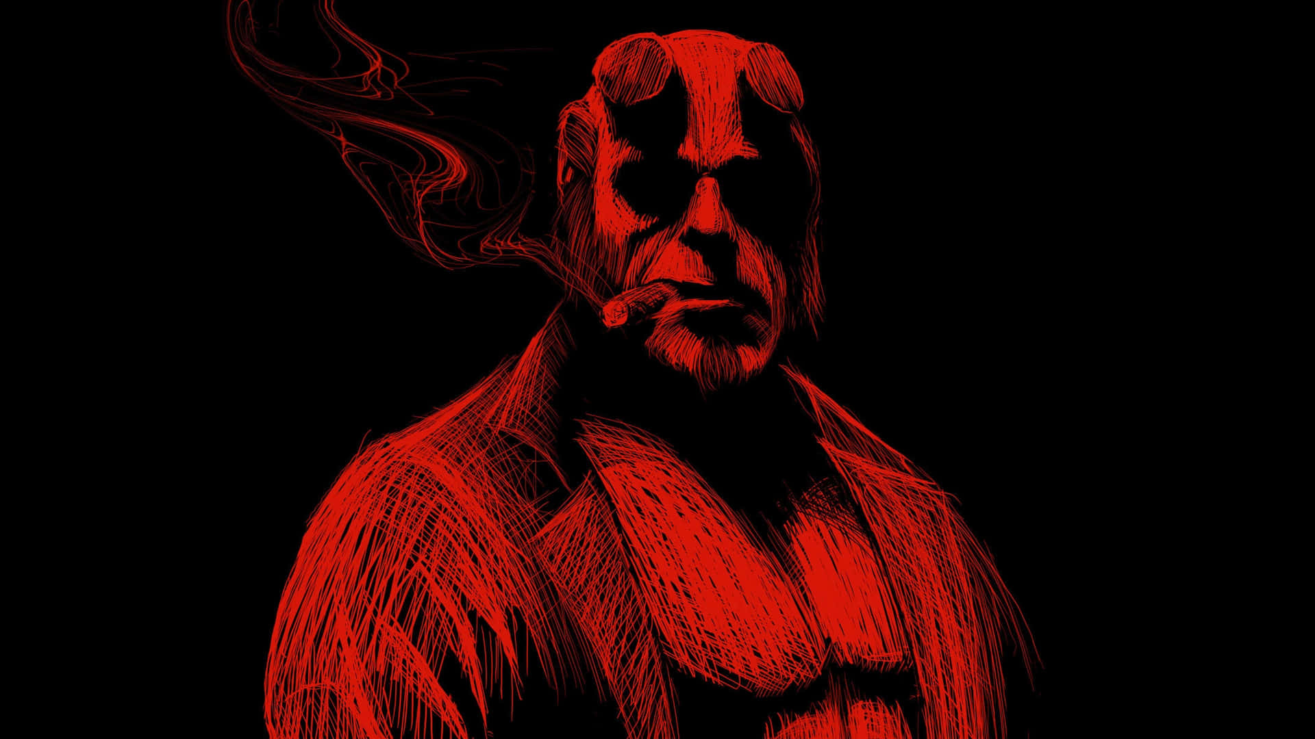 Red Hellboy Portrait Artwork Wallpaper