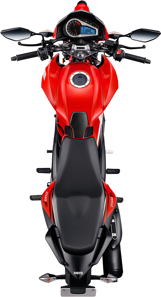 Red Hero Motorcycle Top View PNG