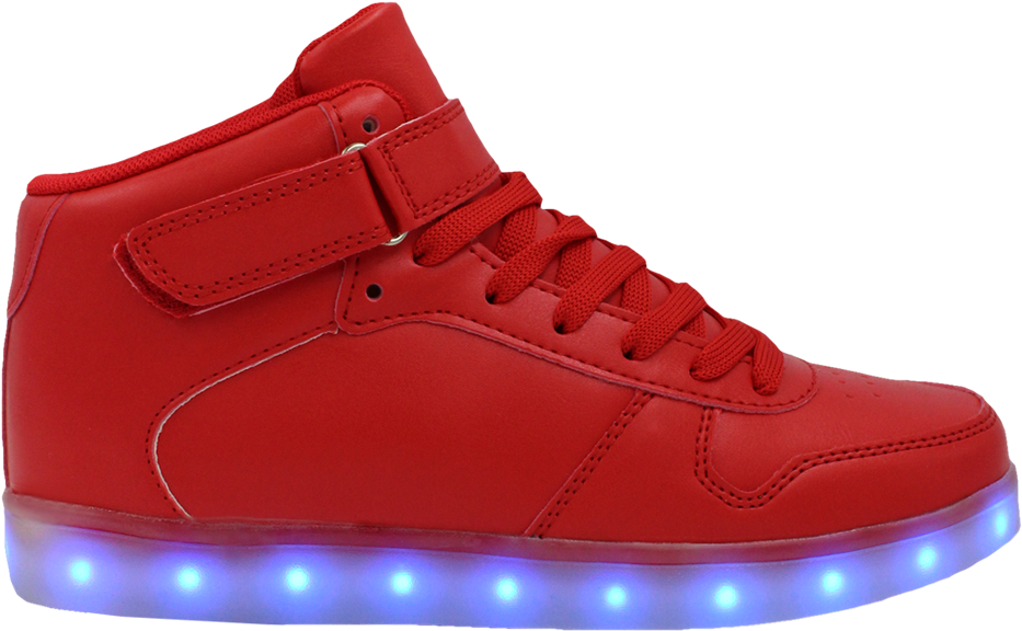 Red High Top Sneakerwith L E D Lights.png PNG