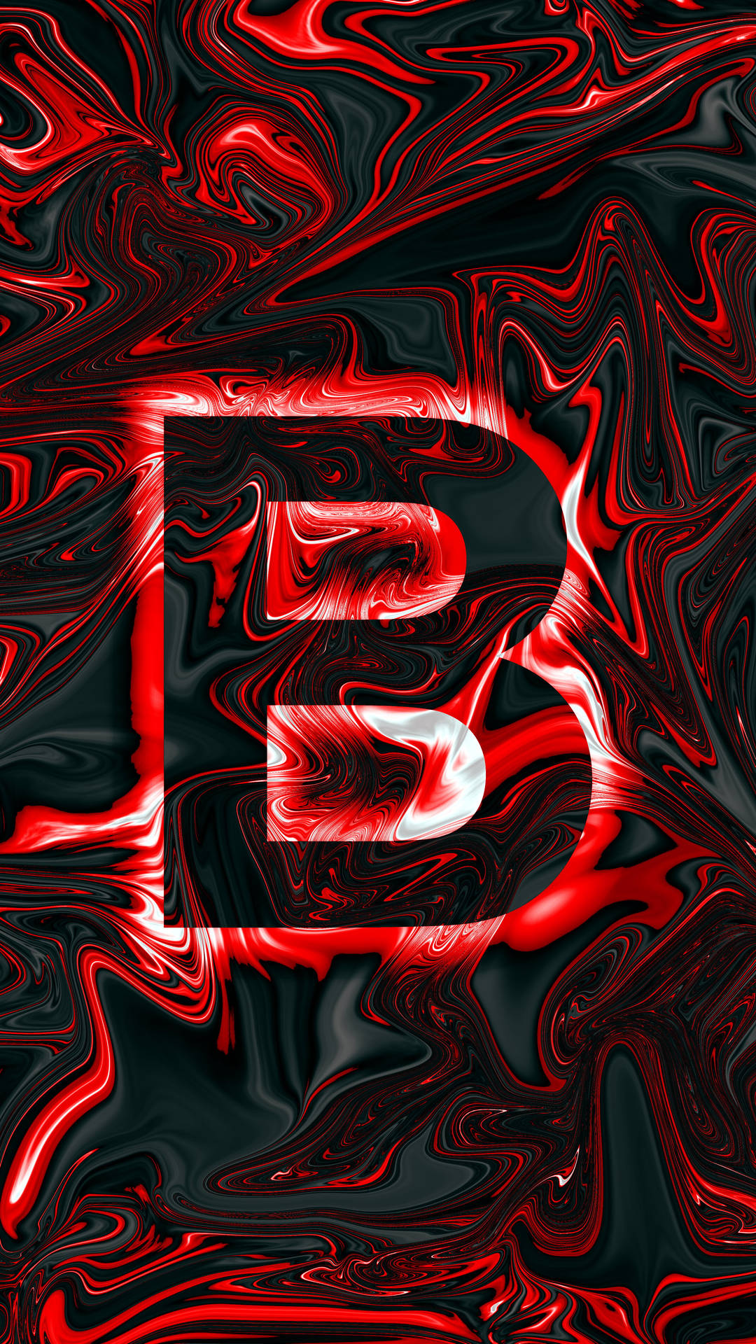 Red Holographic Letter B Wallpaper
