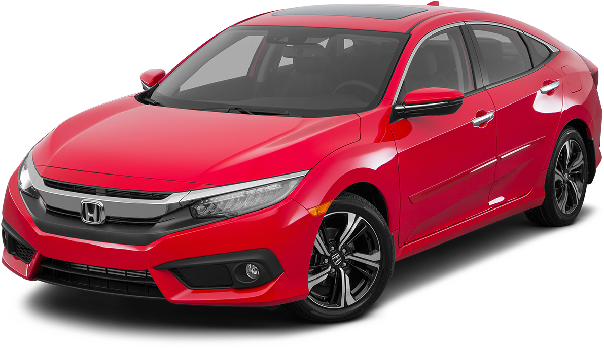 Red Honda Civic Sedan Side View PNG