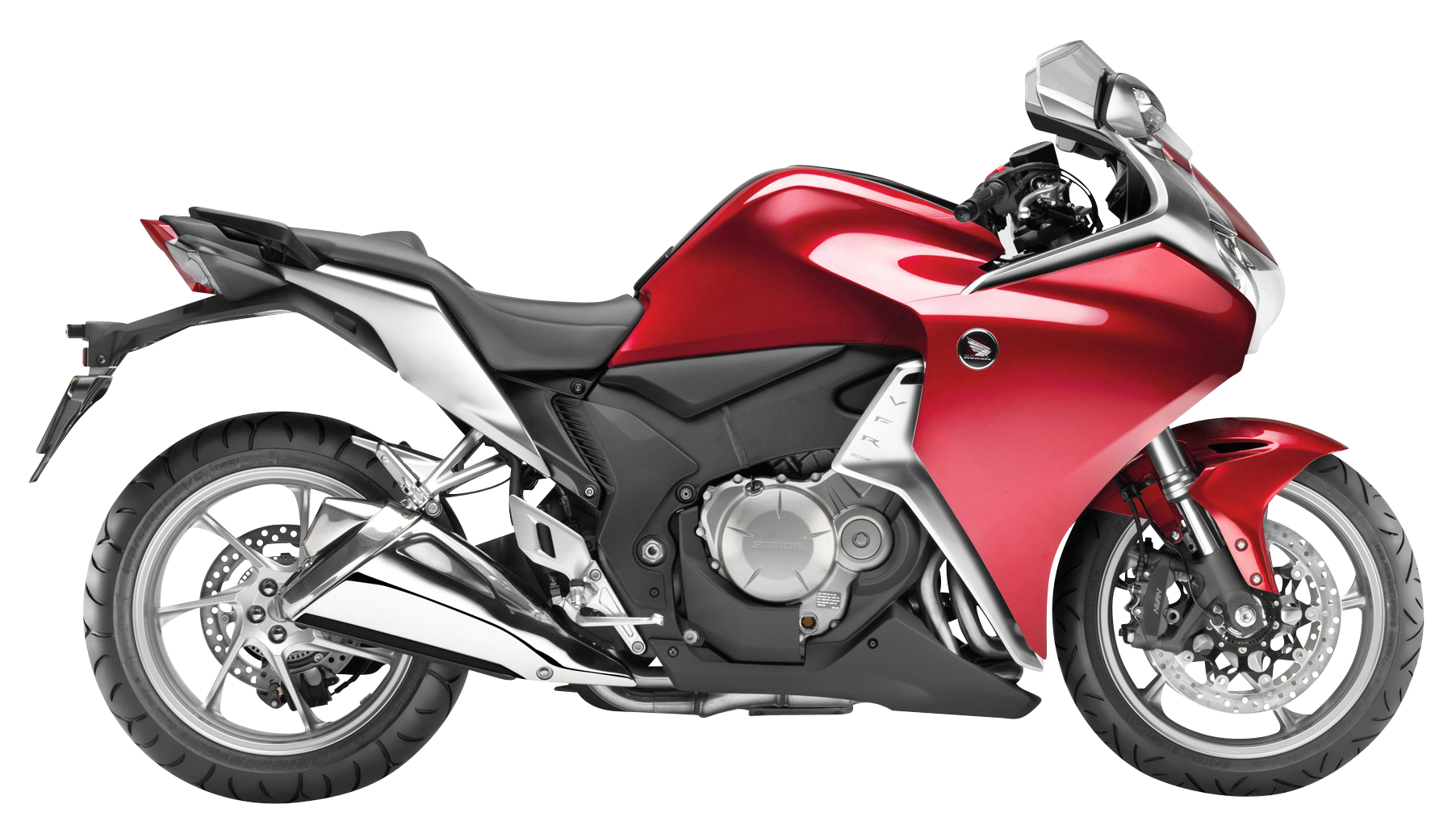 Red Honda Sport Motorcycle Profile View PNG