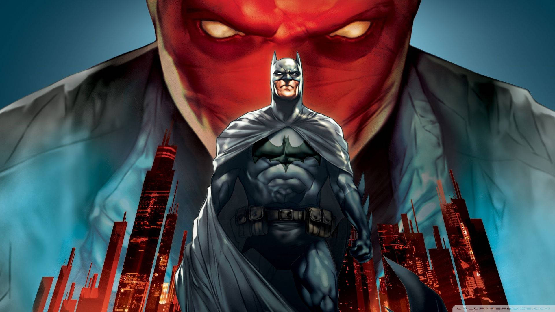 Red Hood Above Batman Wallpaper