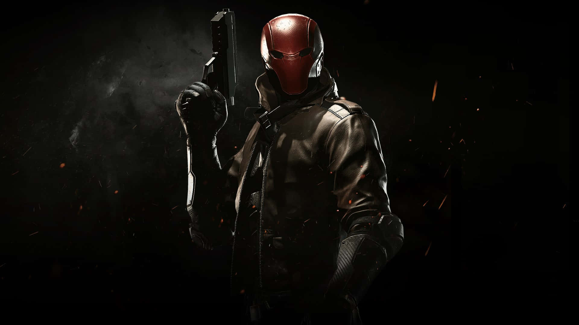 A menacing Red Hood looms in the darkness