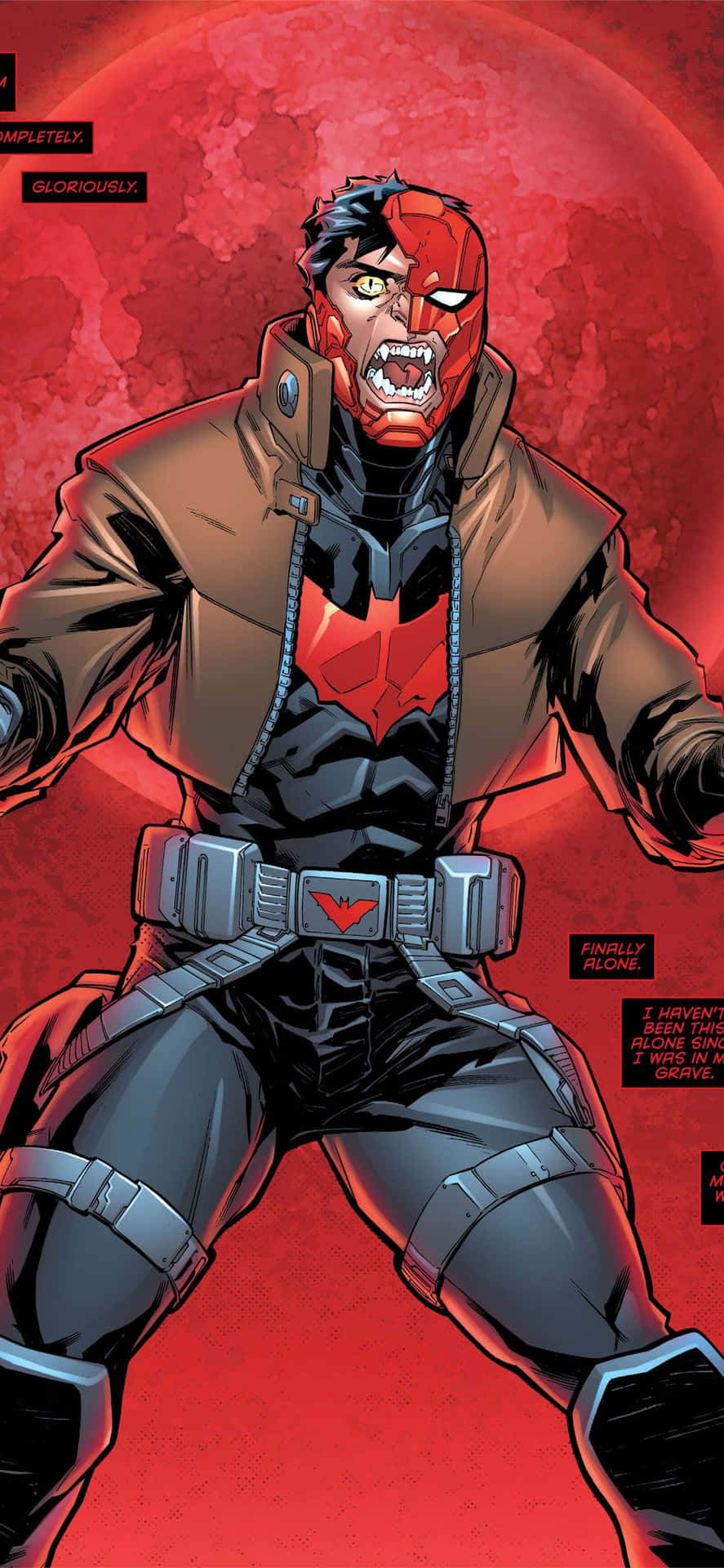 Red Hood dons his iconic black cape