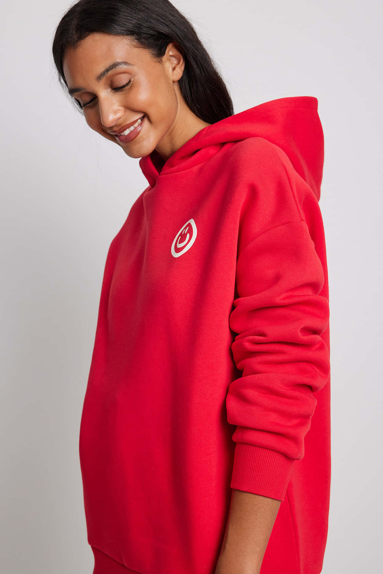 Stylish Red Hoodie Outfit Wallpaper