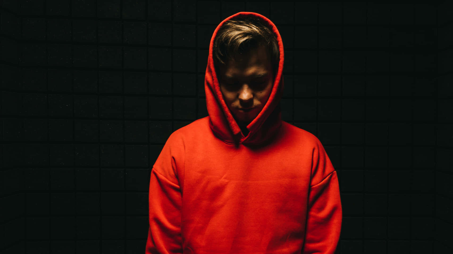 Person wearing a red hoodie Wallpaper