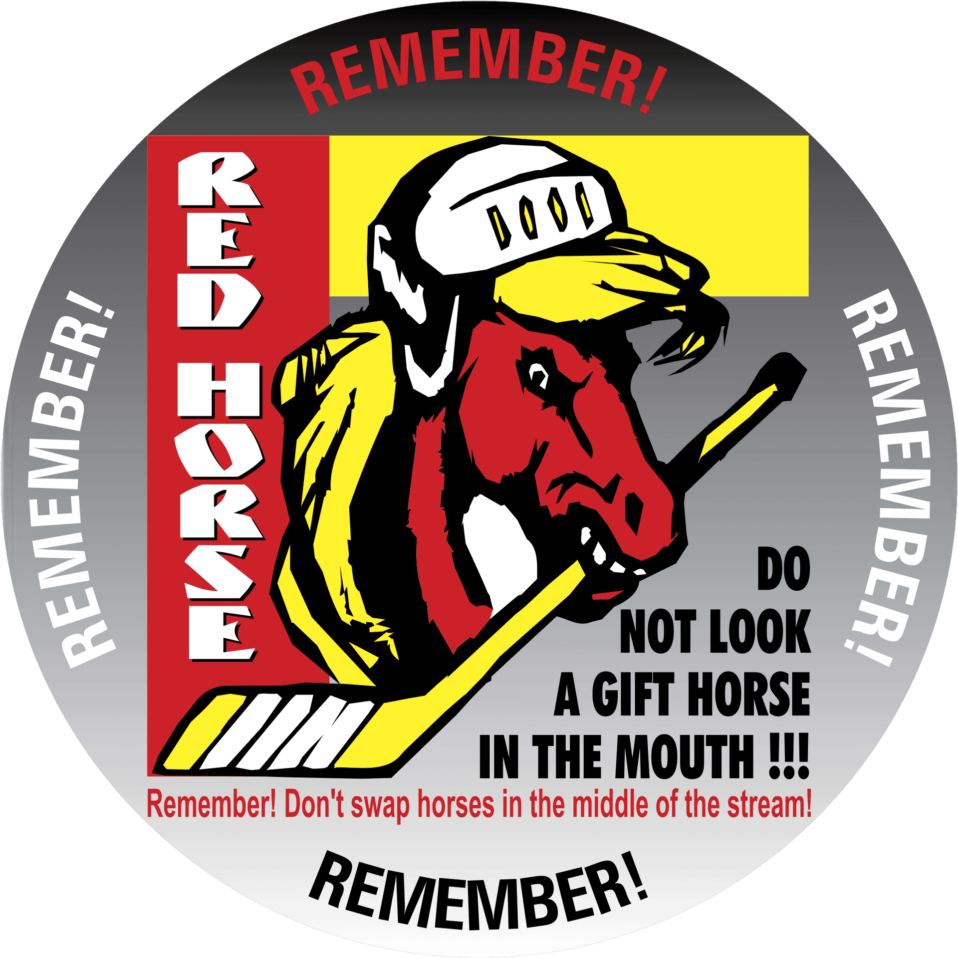Red Horse Safety Reminder Graphic PNG