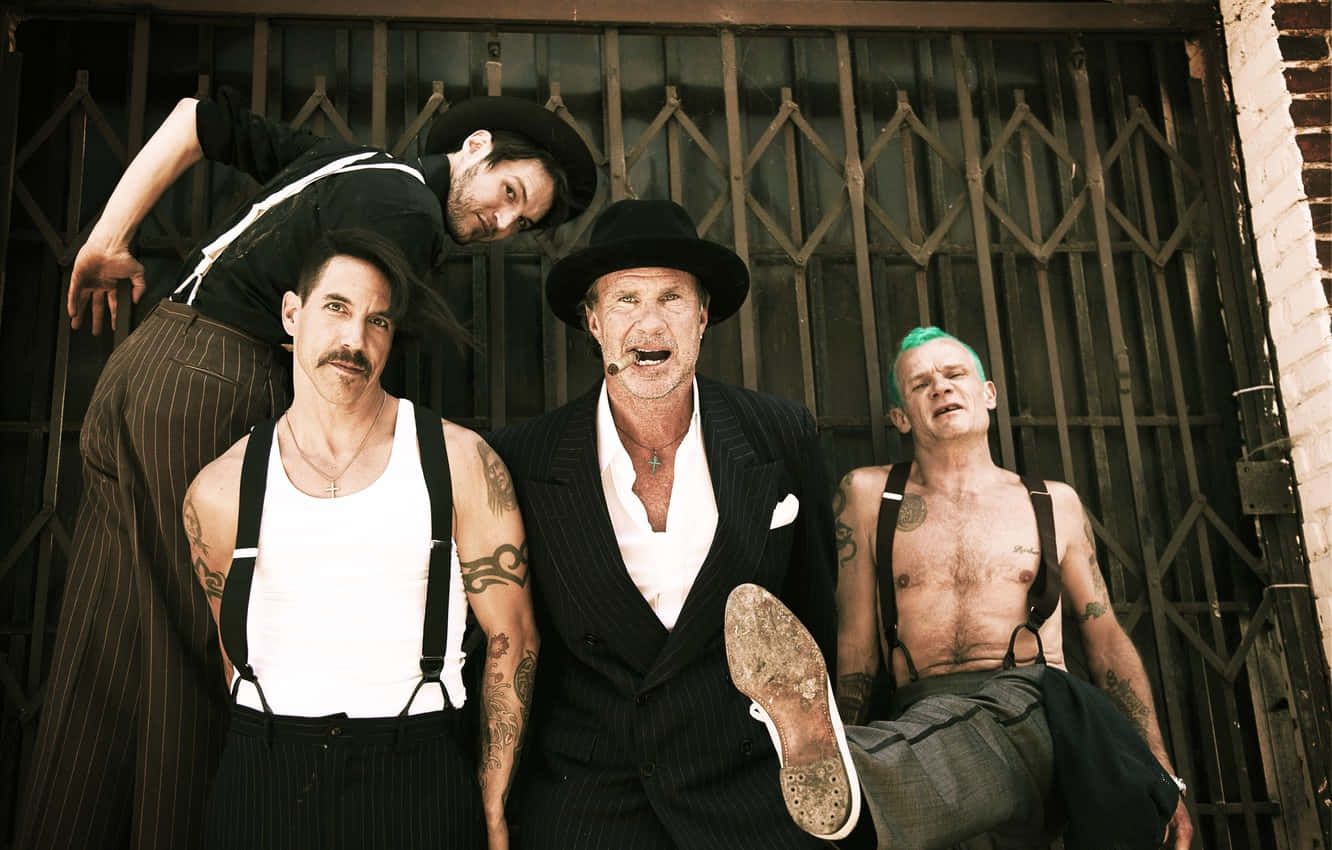 Red Hot Chili Peppers In Suspenders Wallpaper