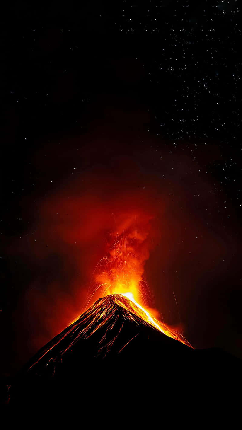 Rödglödandevulkanutbrott I Mexiko. (this Could Be Used As A Title For A Computer Or Mobile Wallpaper Featuring An Image Of A Volcanic Eruption In Mexico.) Wallpaper
