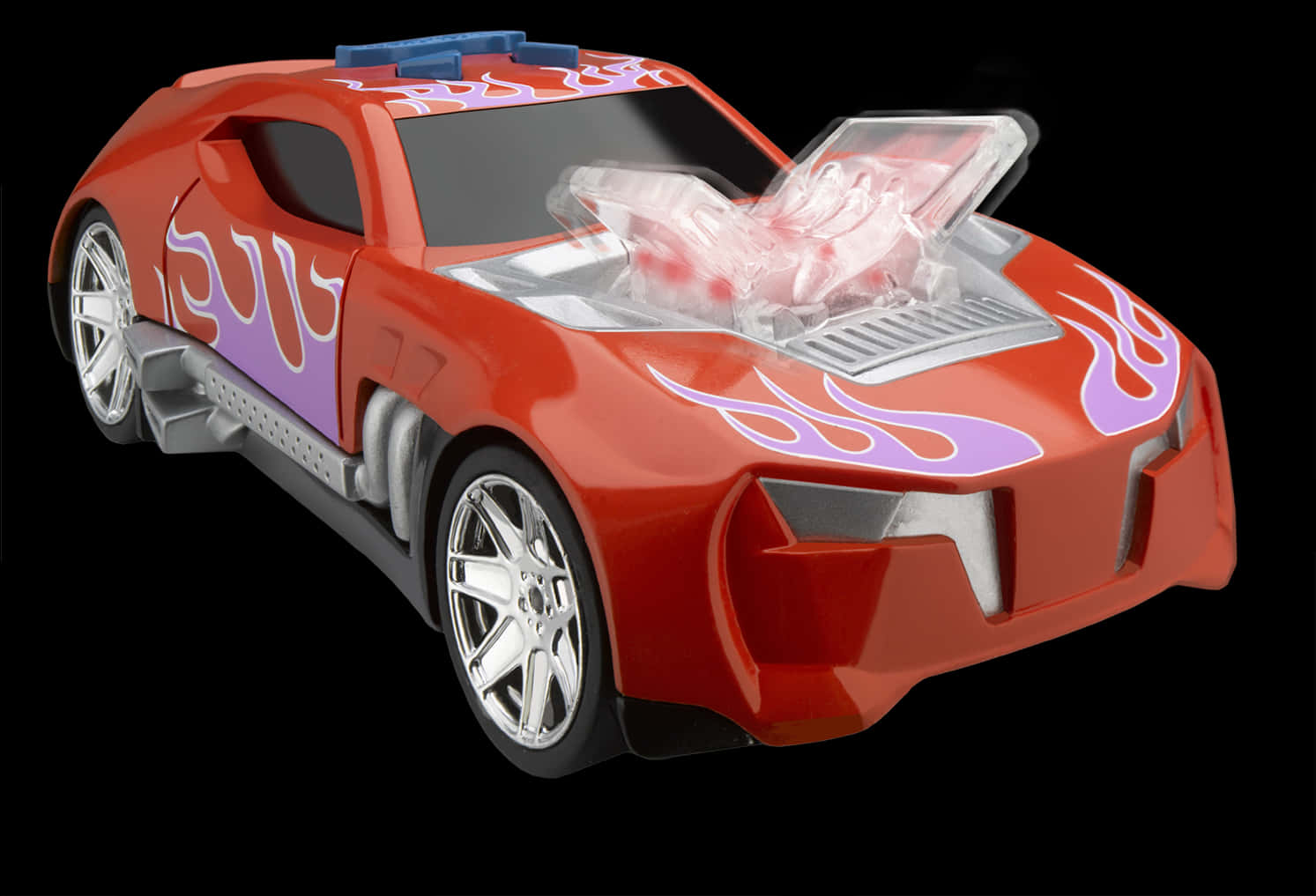 Red Hot Wheels Sports Car With Flames PNG