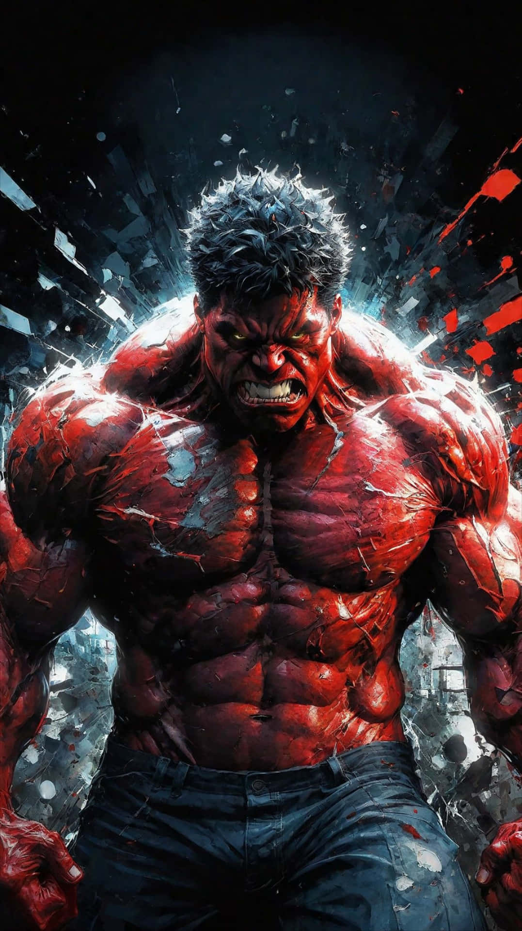 Red Hulk Rage Explosion Wallpaper