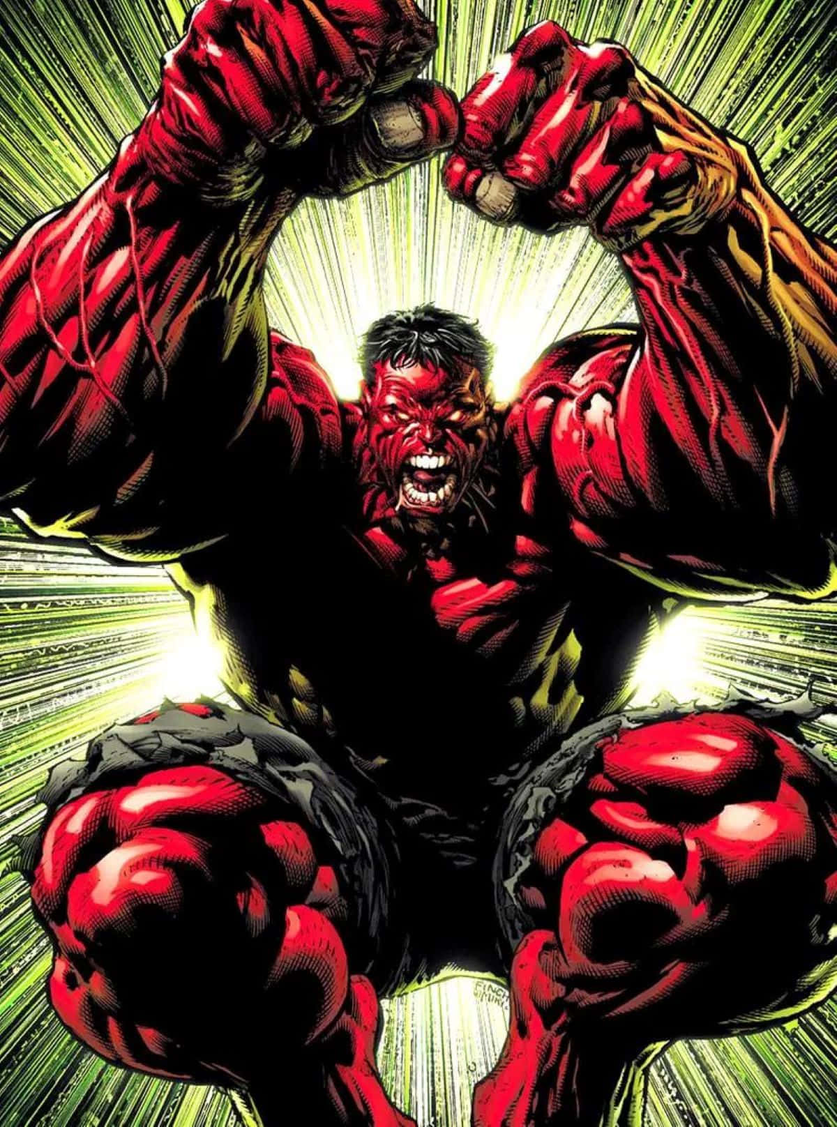 Red Hulk Rage Illustration Wallpaper