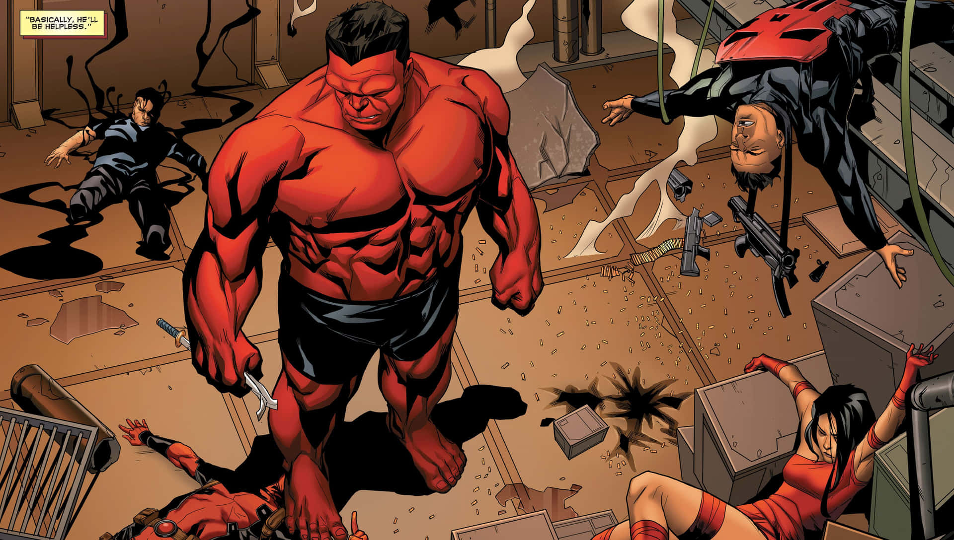 Red Hulk Rampage Comic Scene Wallpaper