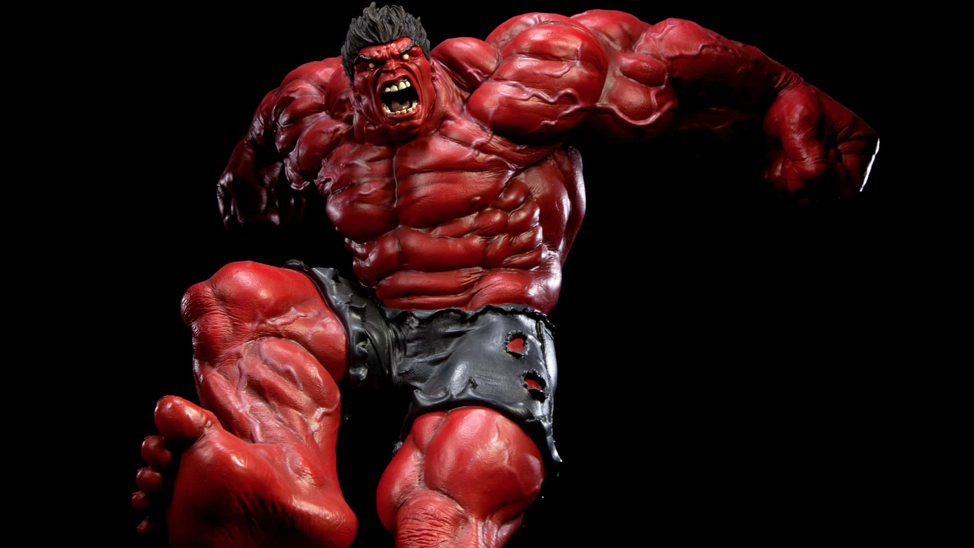 Red Hulk Roaring Figure Wallpaper