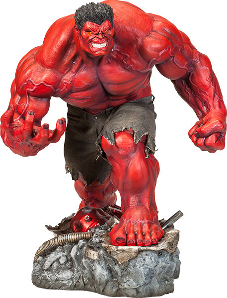 Red Hulk Statue Figure PNG