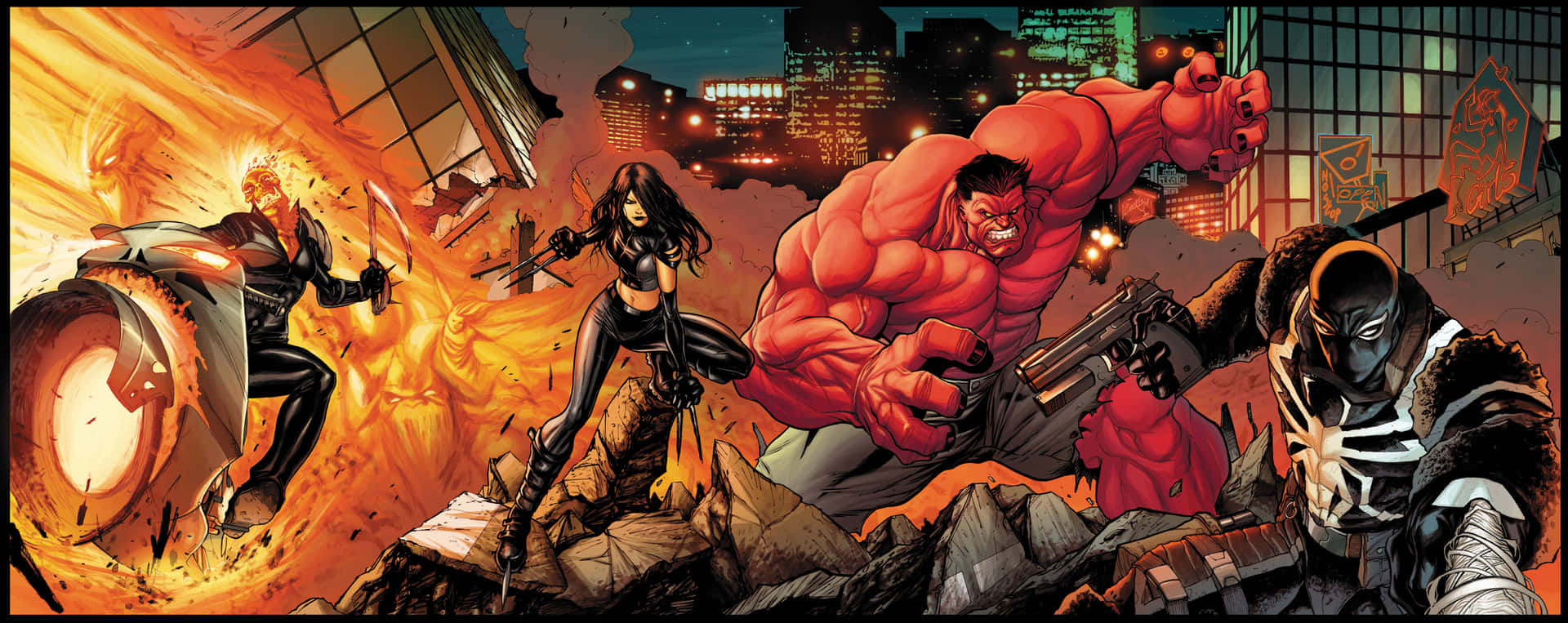 Red Hulk Team Up Action Wallpaper