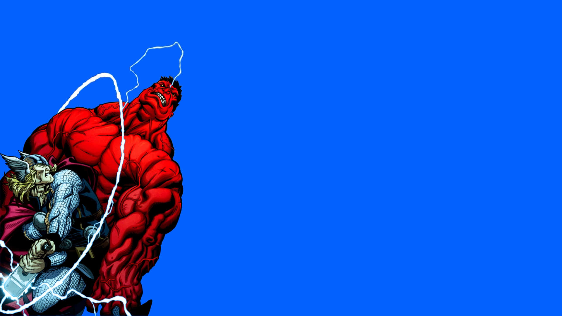 Red Hulk Thor Clash Wallpaper