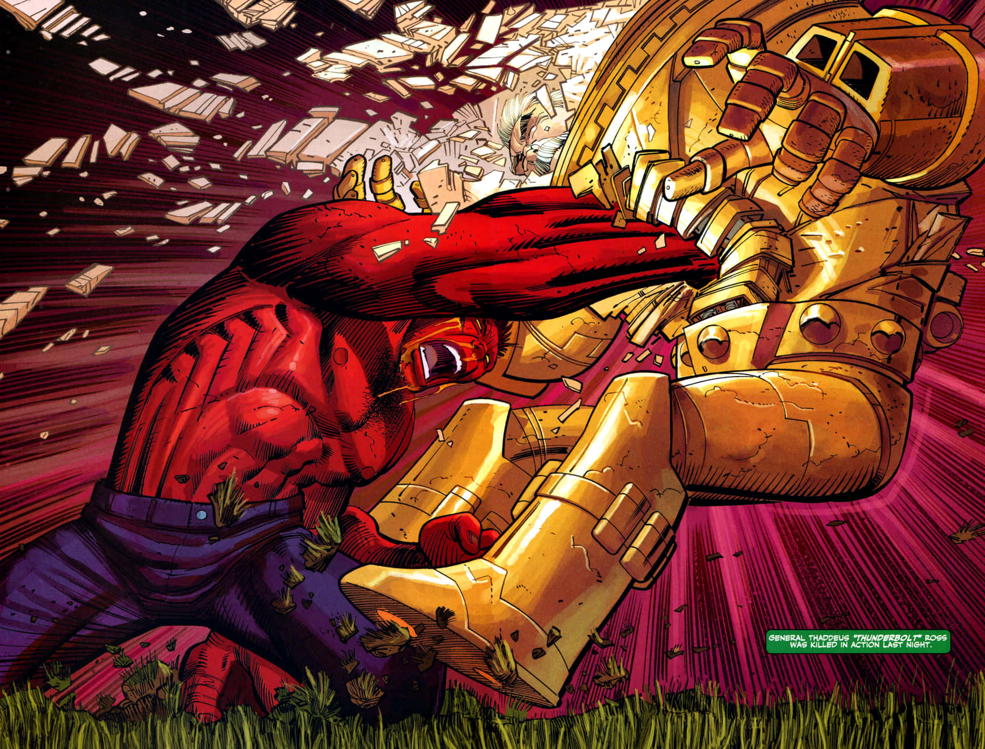 Red Hulk Vs Iron Man Comic Battle Wallpaper