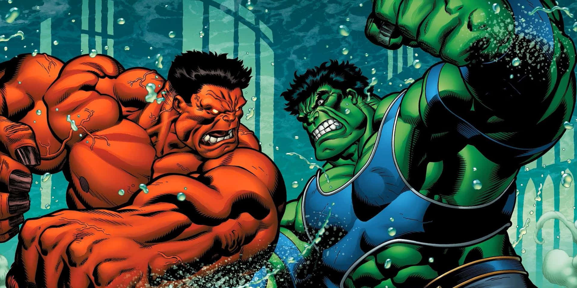 Red Hulkvs Green Hulk Clash Wallpaper