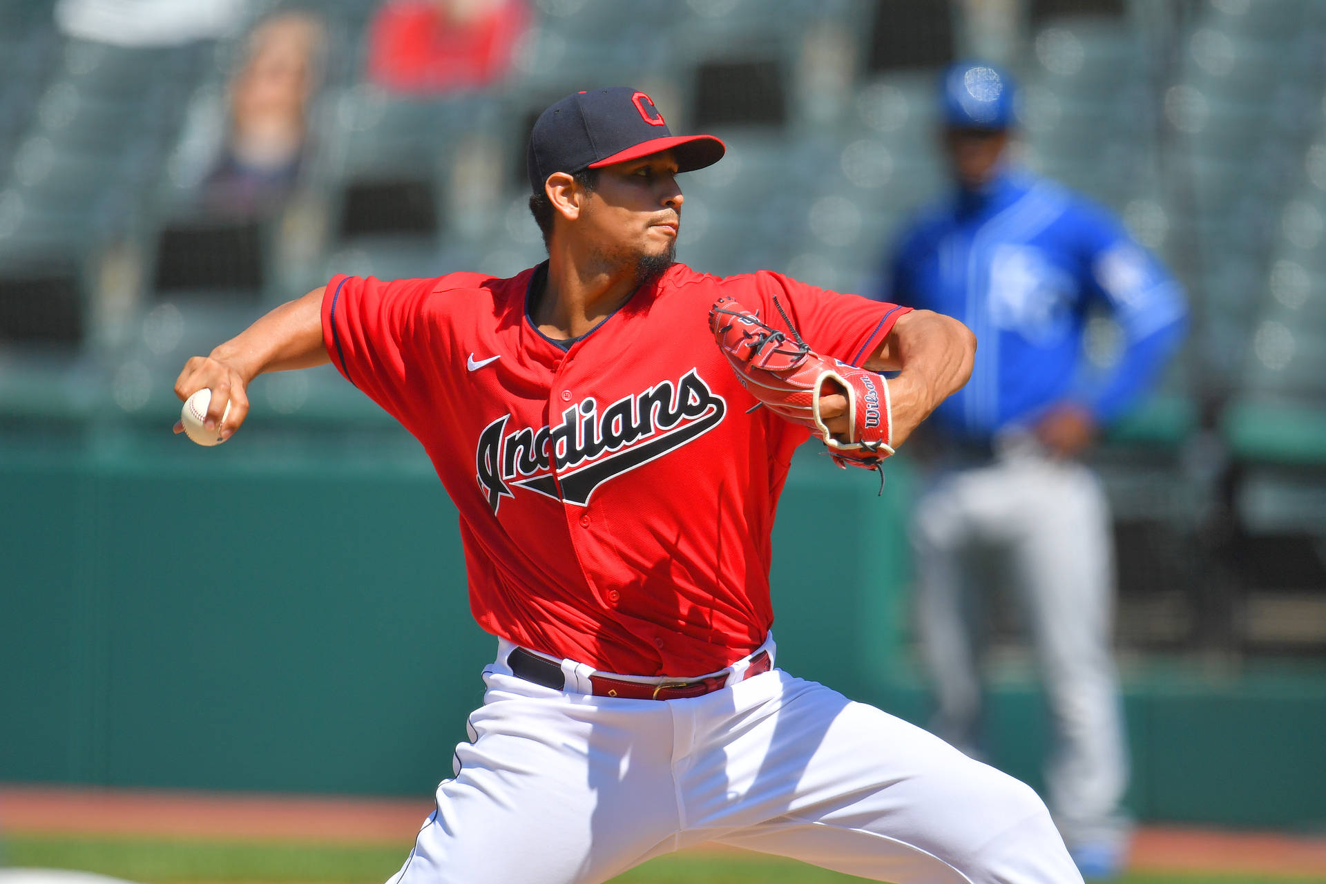 Red Indians Cleveland Carlos Carrasco On Sunny Day Wallpaper