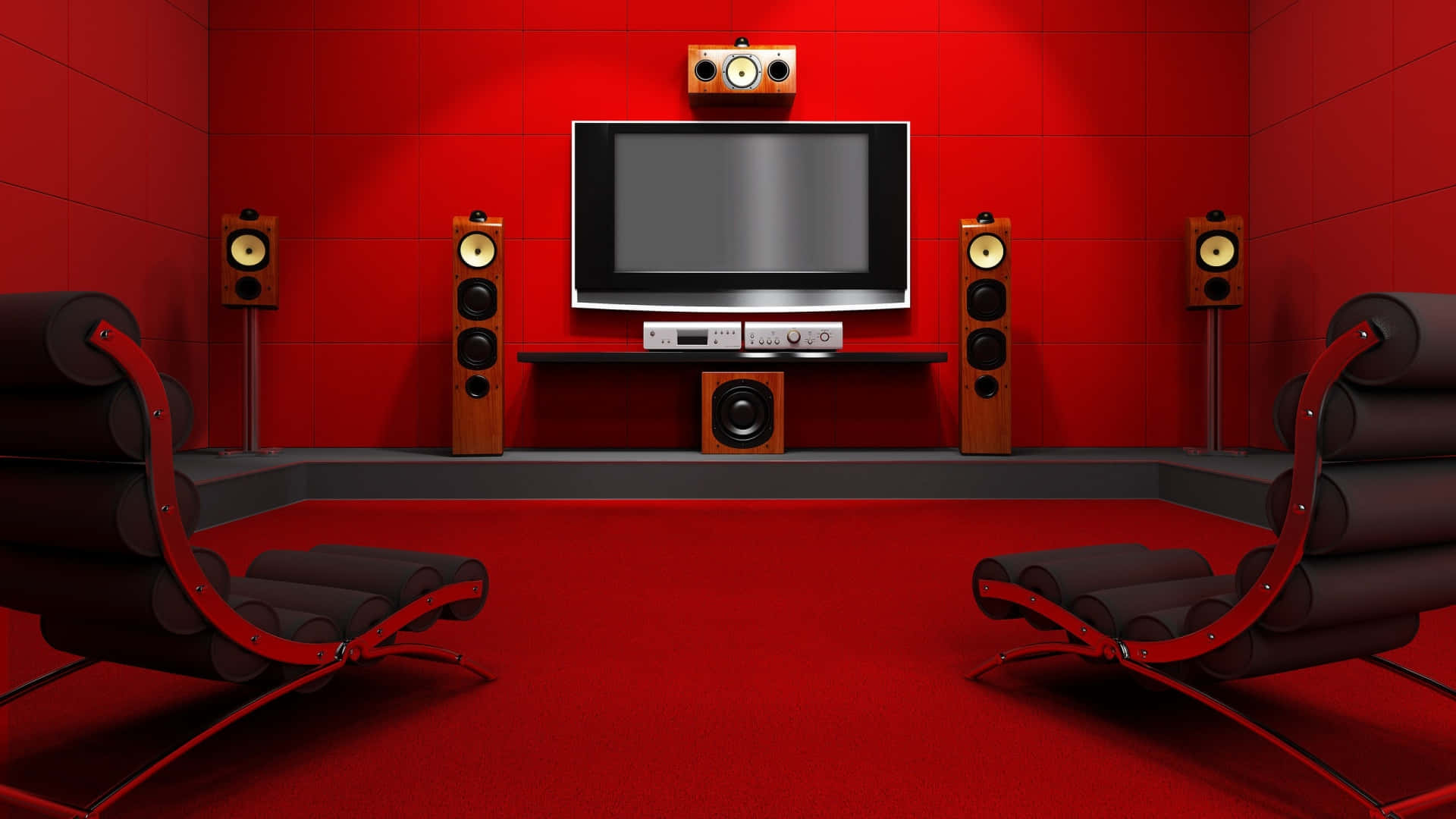 Red Interior Home Theater Wallpaper