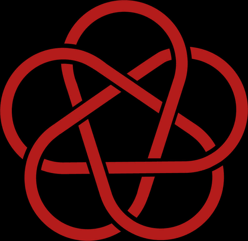 Red Interlocking Circles Pentagram Design PNG