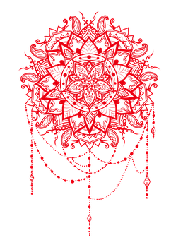 Red Intricate Mandala Arton Black PNG