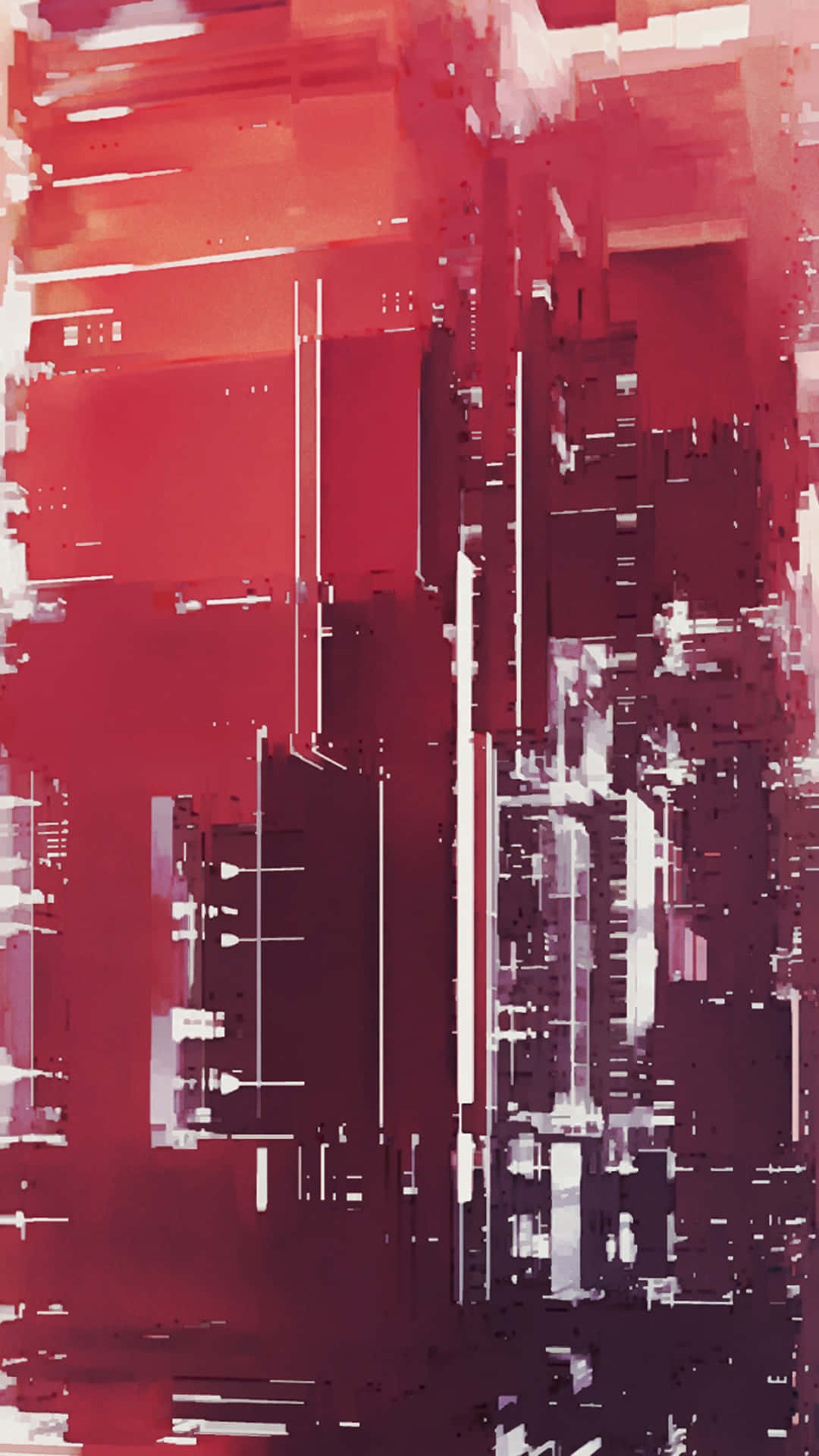 Abstract Red And White City Abstract Painting
