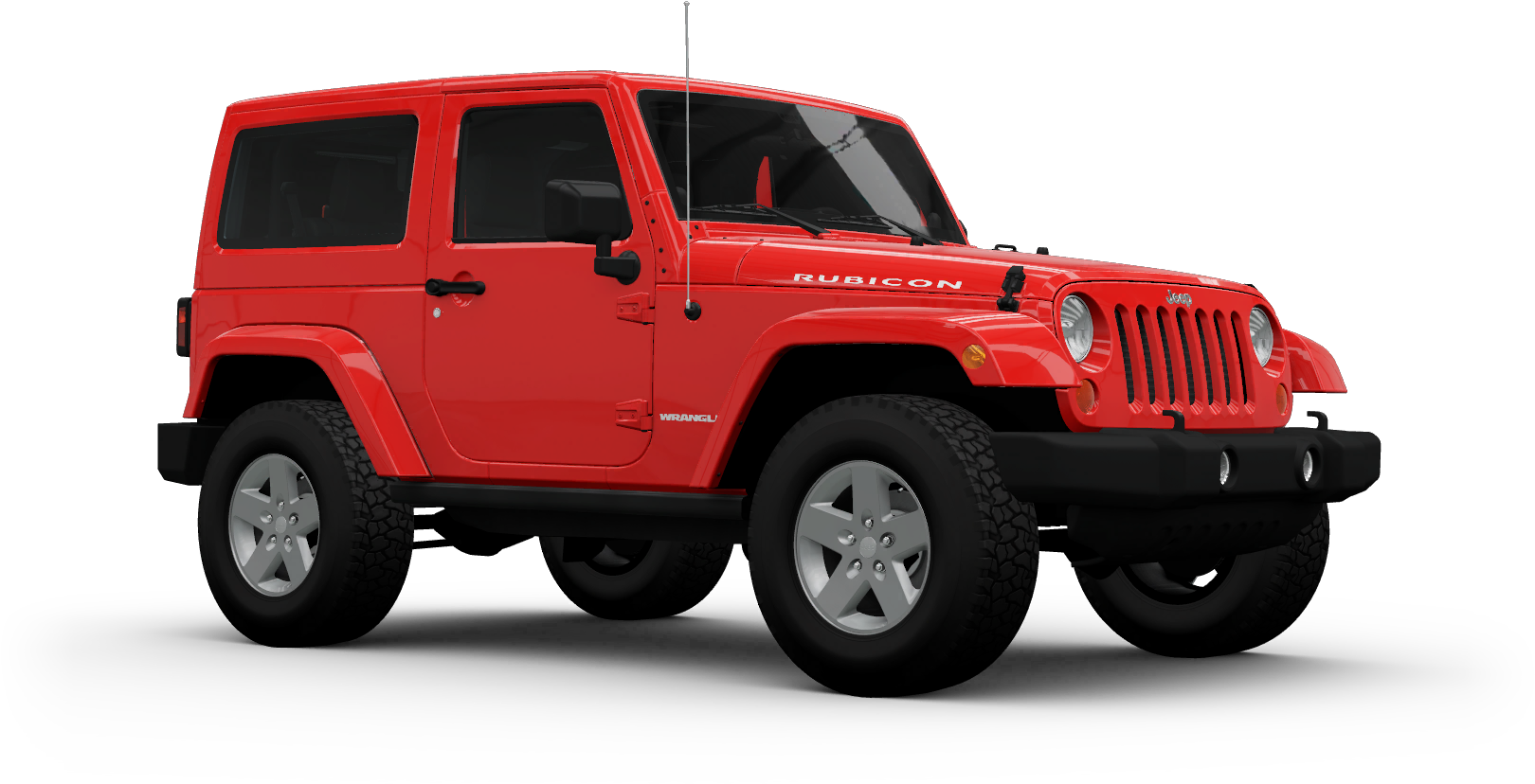 Red Jeep Wrangler Rubicon Side View PNG