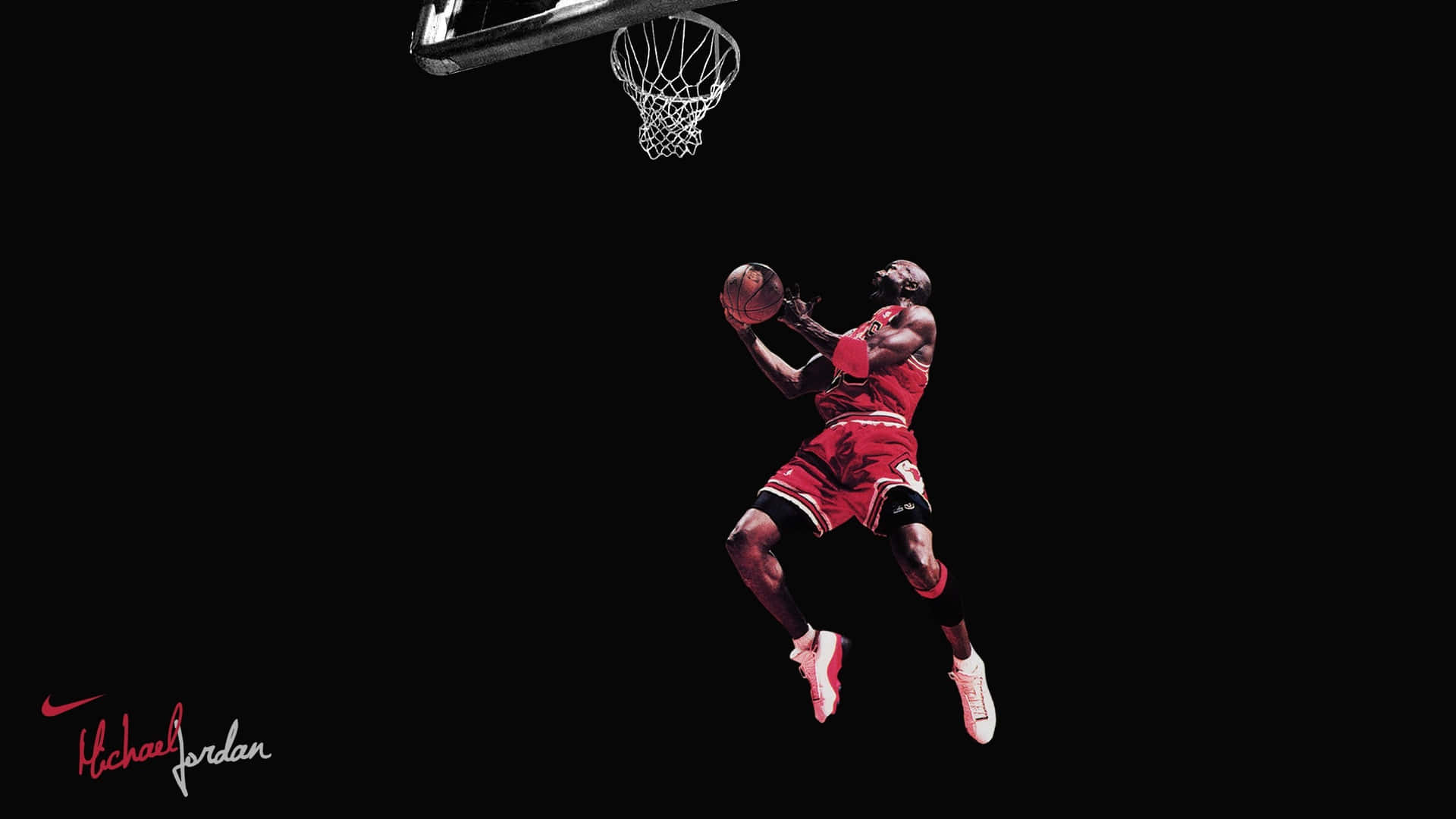 Download Jump with style in Red Jordan Wallpaper | Wallpapers.com
