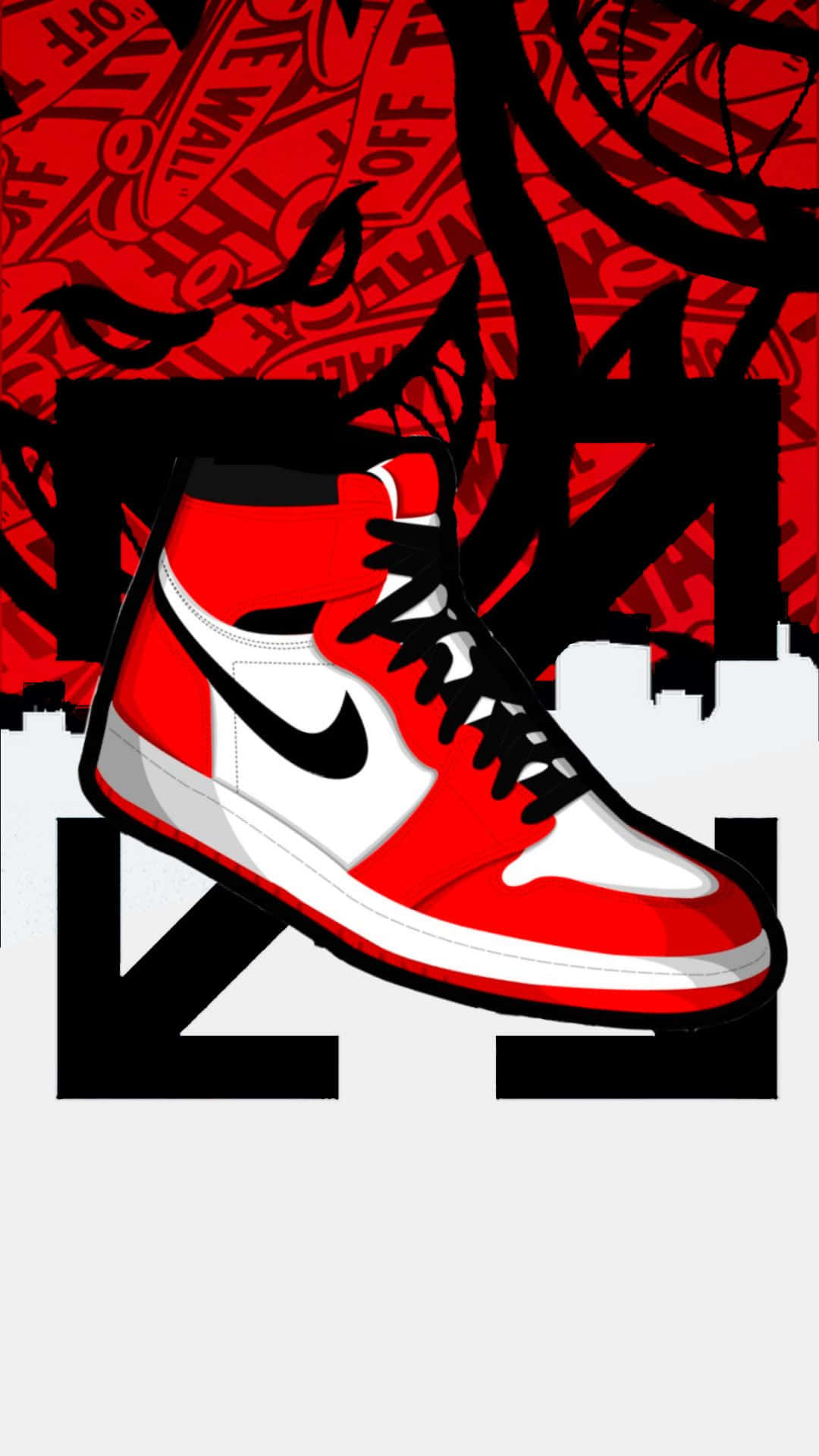 A Red And White Shoe With A Black Background Wallpaper