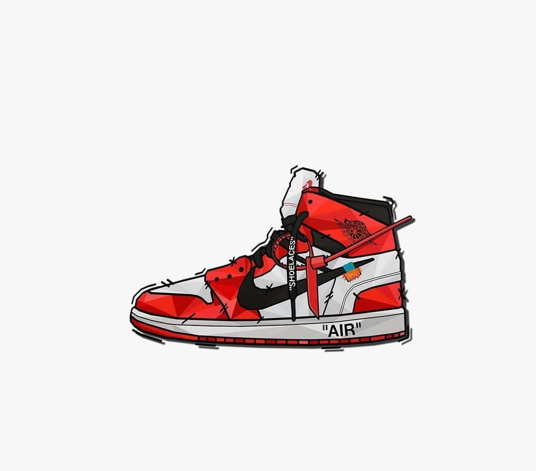 Red Jordan Shoes Cartoon Drawing Wallpaper
