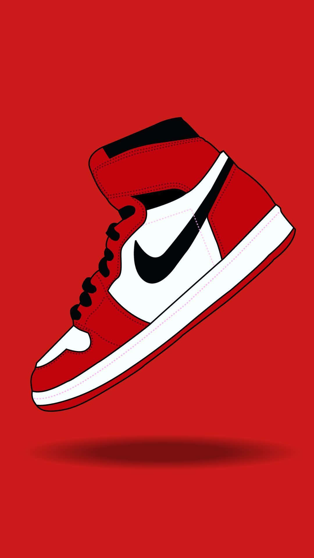 A Red And White Nike Sneaker On A Red Background Wallpaper