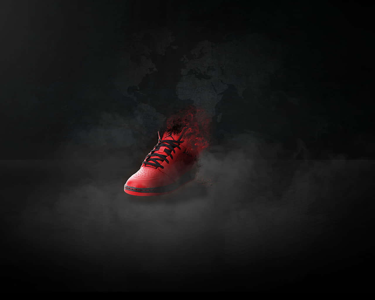 En rød sko med røg, der kommer ud af den Wallpaper