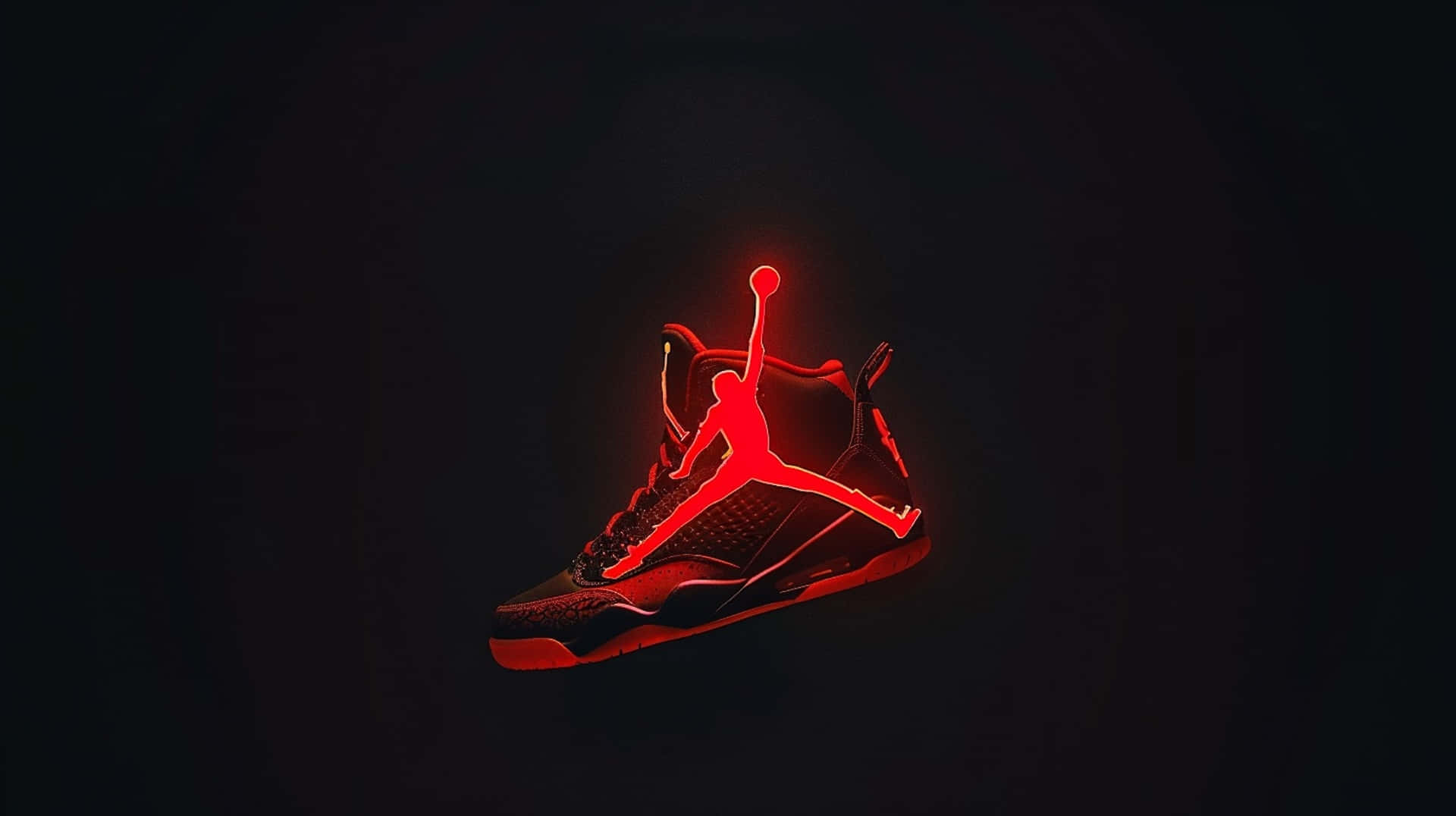 Red Jordan Sneaker Neon Glow Wallpaper