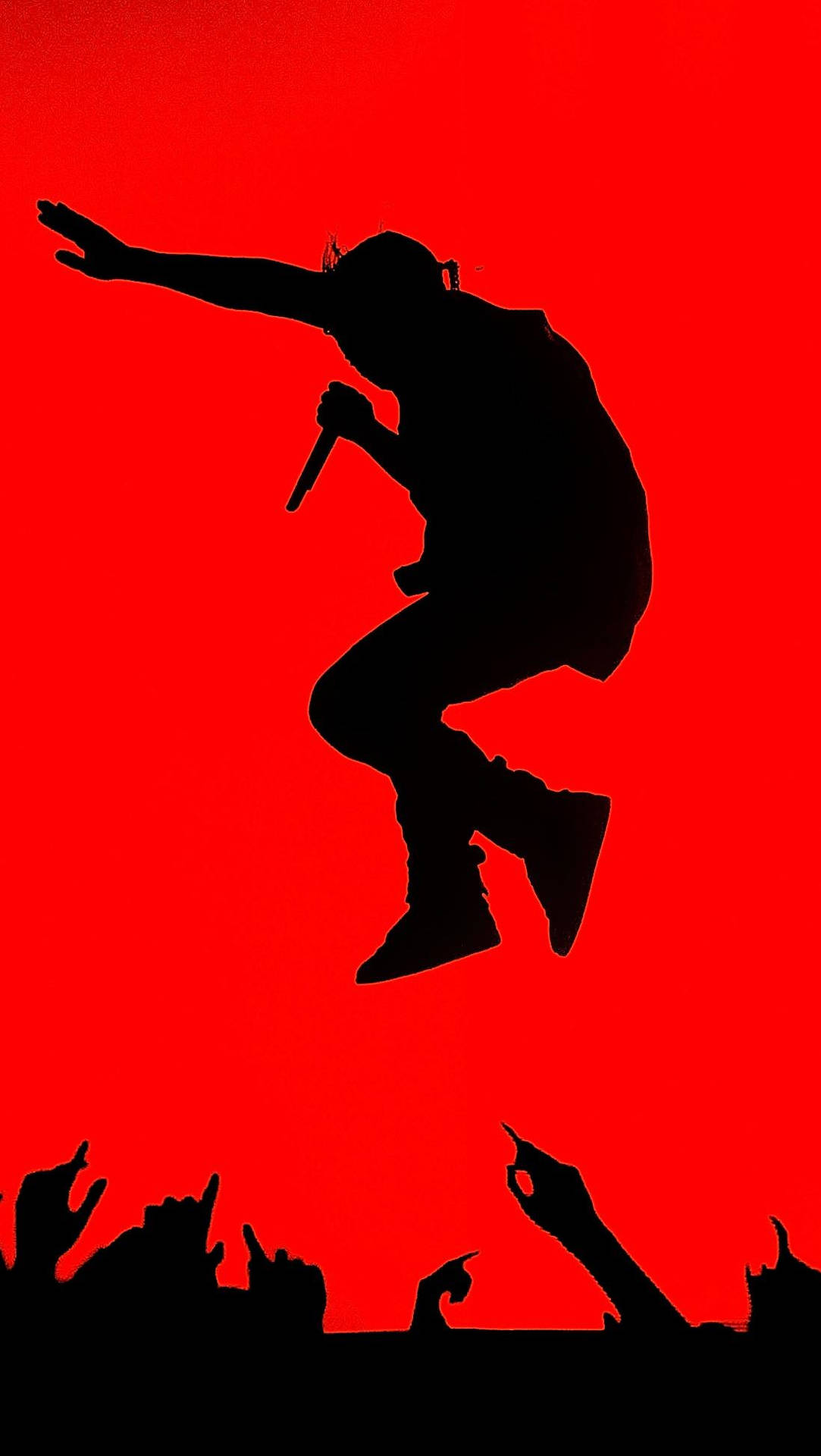 Red Jump Silhouette Kanye West Android Wallpaper
